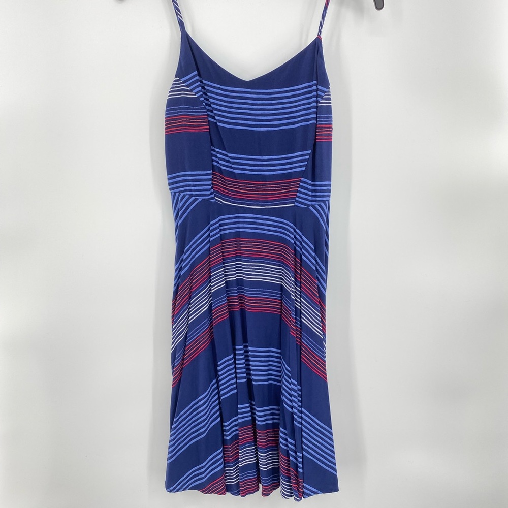 Old Navy Sleeveless Fit & Flare Side Zip Back Smock Mini Dress Small Blue Stripe